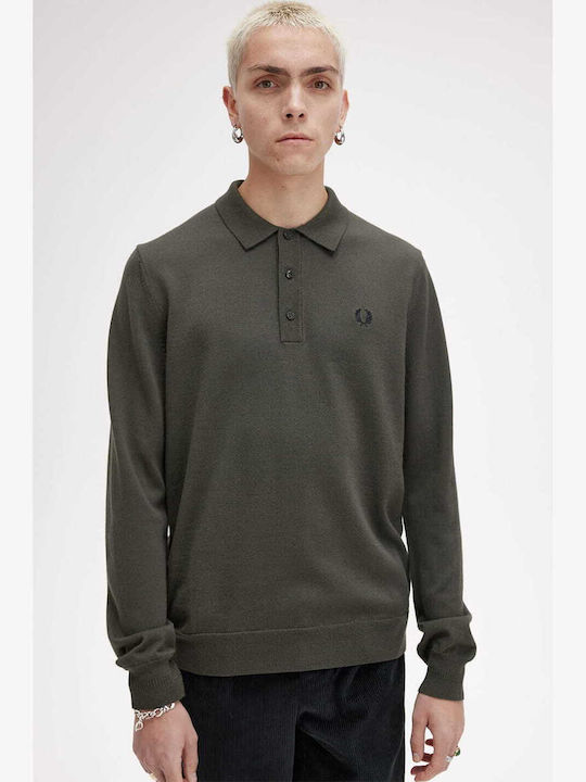 Fred Perry Men's Long Sleeve Blouse Polo Haki