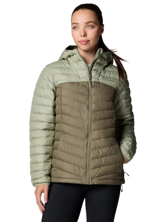 Columbia Women's Short Lifestyle Jacket for Winter with Hood Green