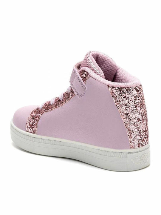 Mille Stelle Παιδικά Sneakers High με Σκρατς & Φωτάκια Ροζ