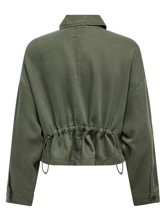 Women's Short Lifestyle Jacket for Winter Khaki