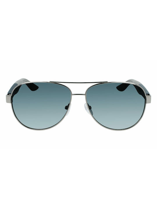 Salvatore Ferragamo Men's Sunglasses with Silver Metal Frame and Blue Gradient Lens