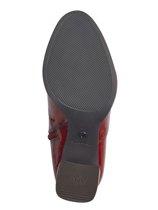 Women's Ankle Boots made of Patent Leather with Medium Heel Red