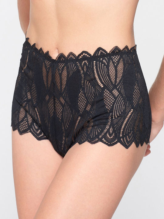 Luna Baumwolle Hochtailliert Damen Brasilien mit Spitze Black