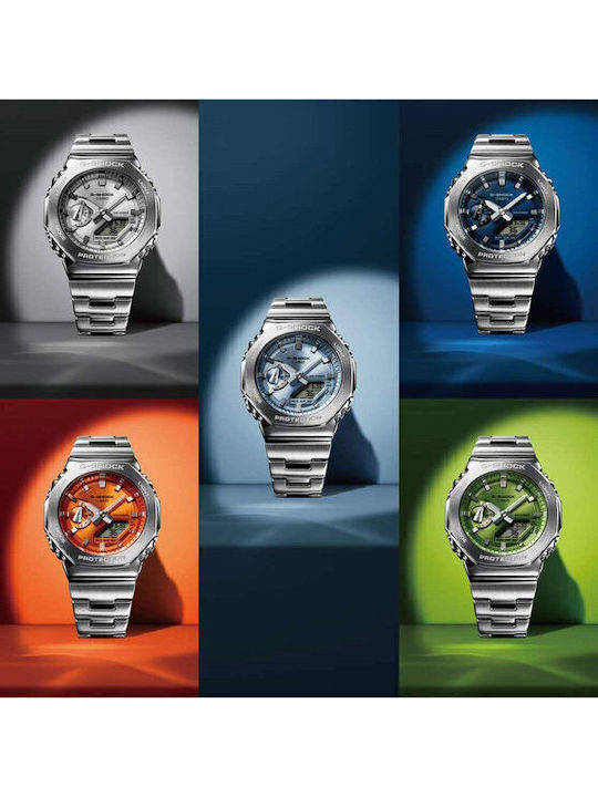 Casio G-shock Digital Men's Watch Chronograph Battery with Silver Metal Bracelet