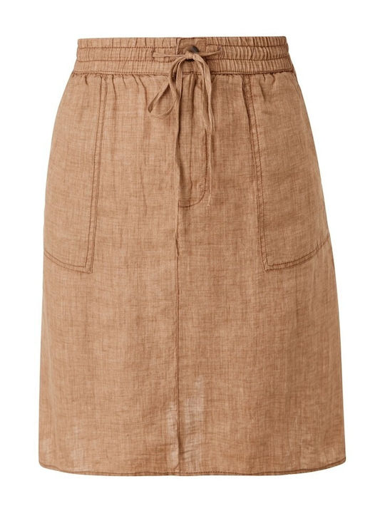 s.Oliver Linen Skirt in Brown Color