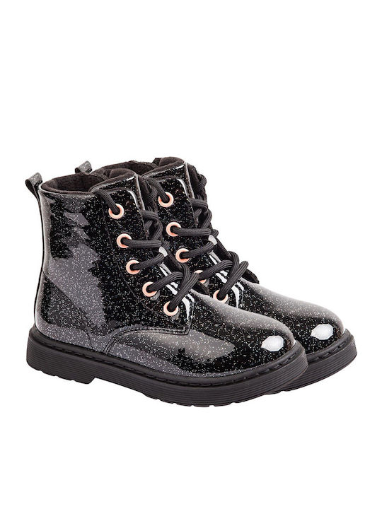 Kinderstiefel mit Schnürsenkeln Schwarz