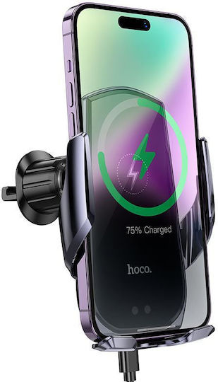Hoco Suport Auto pentru Telefon cu cârlige reglabile și Încărcare Wireless Neagră