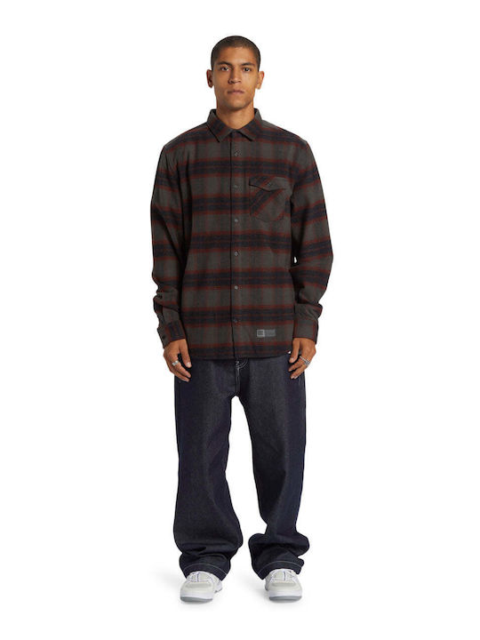 Marshal Long-sleeved Flannel Shirt Checked Pirate Black