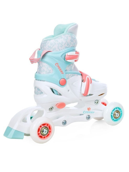 Patine cu rotile ajustabile Croxer Inez Led 3in1 alb turcoaz XS 26-29