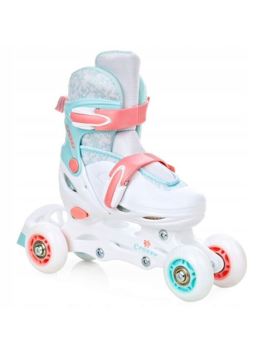 Adjustable Croxer Inez Led 3in1 Roller Skates White Turquoise M 34-37