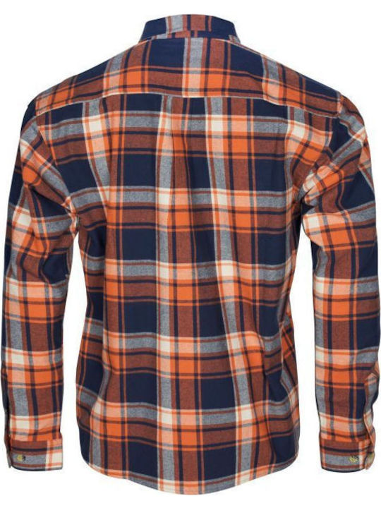 Langärmlig Flanell Hemd Navy/Orange