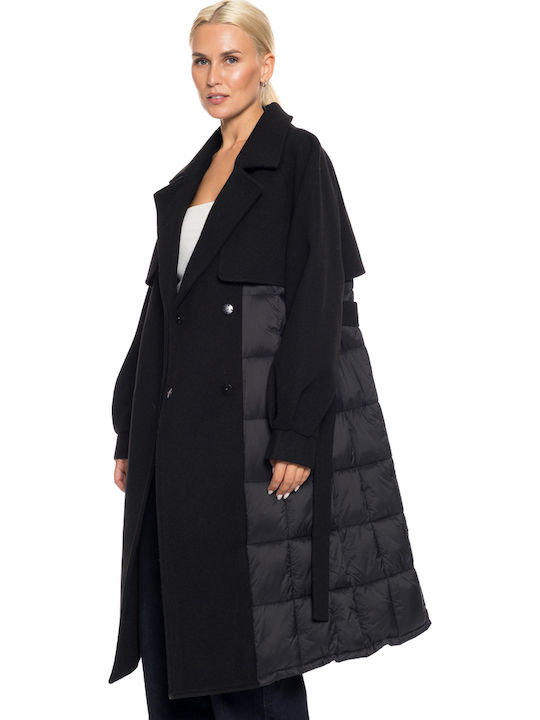 Women's Black Coat with Belt
