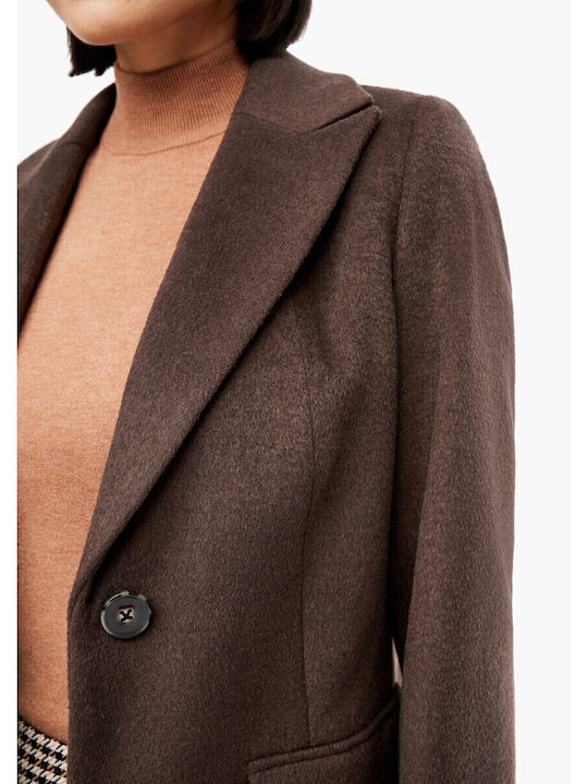 Women's Brown Coat with Buttons
