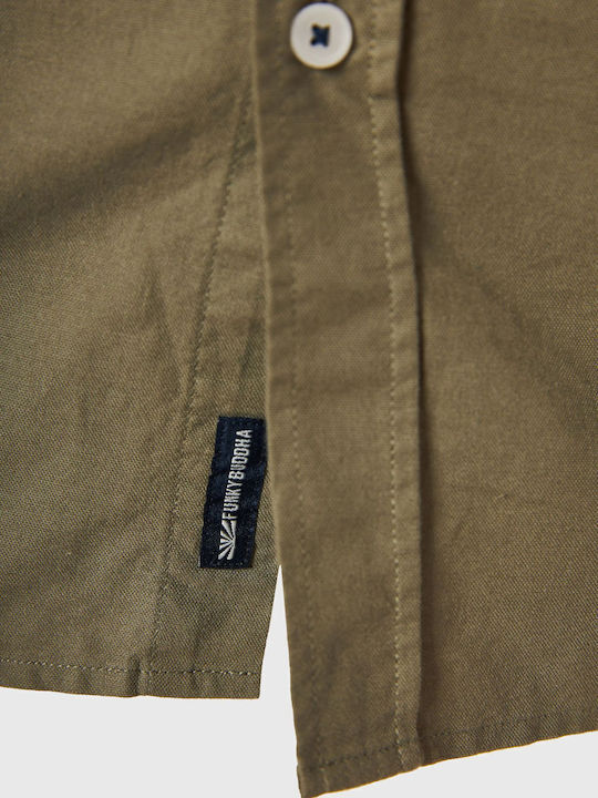 Langärmlig Baumwolle Hemd Khaki