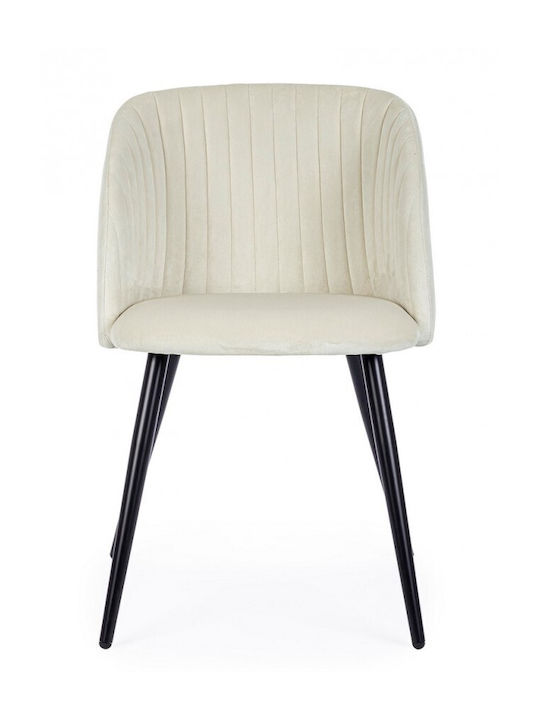 Queen Dining Room Velvet Chair Ecru 53x57x81.5cm 2pcs