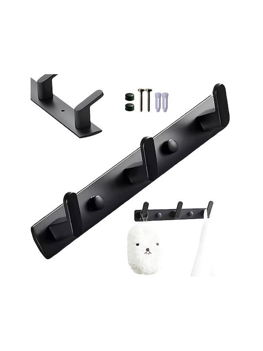 Triple Wall-Mounted Bathroom Rail ​24.5x3.5cm Black