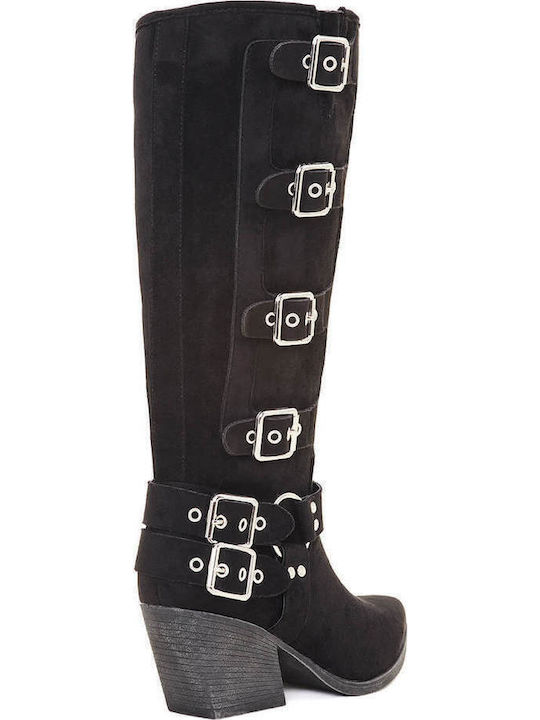 Black Western Boots with Decorative Buckles