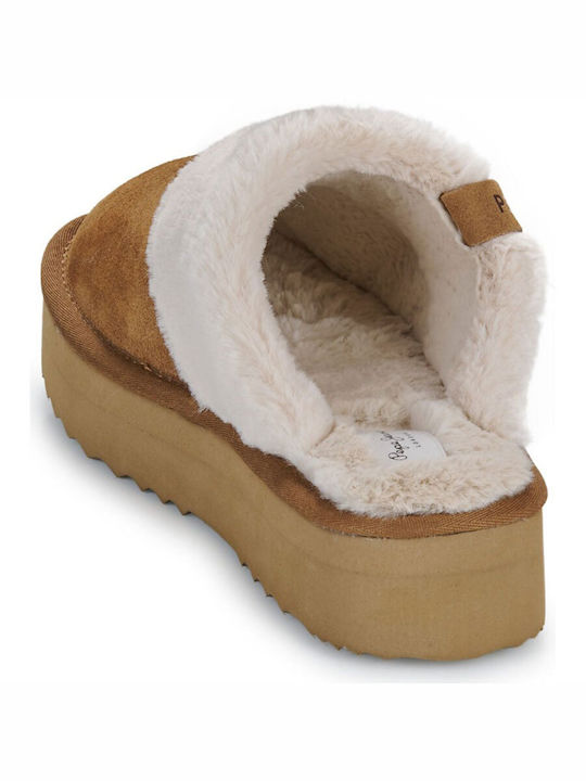 Pepe Jeans Winter Women's Slippers in Beige color