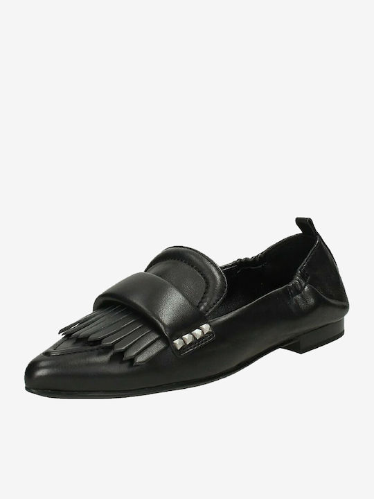 Combo Δερμάτινα Γυναικεία Loafers σε Μαύρο Χρώμα