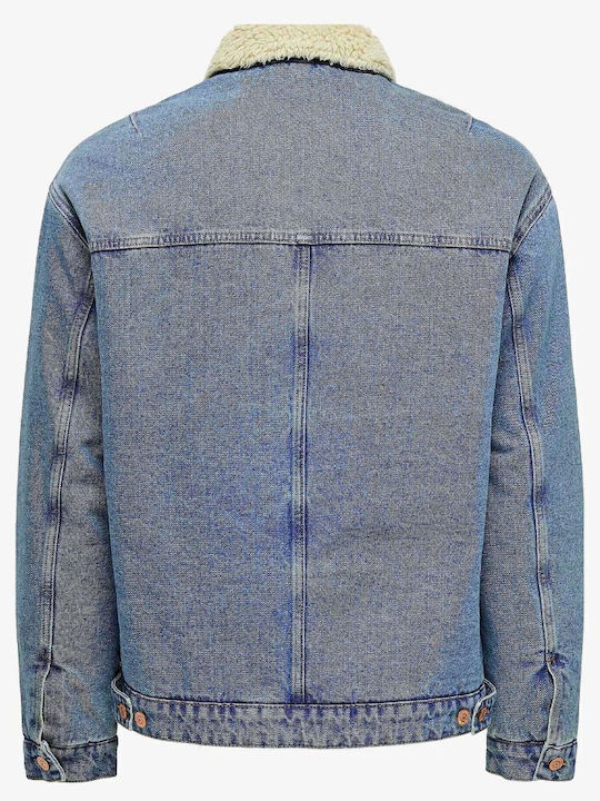 Τζιν Χειμωνιάτικο Μπουφάν Dark Blue Denim