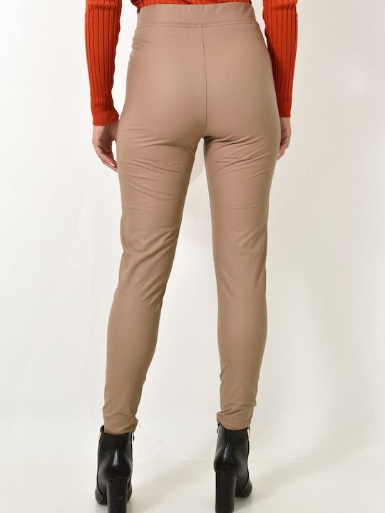 Potre Frauen Leggings Hochgeschnitten Beige