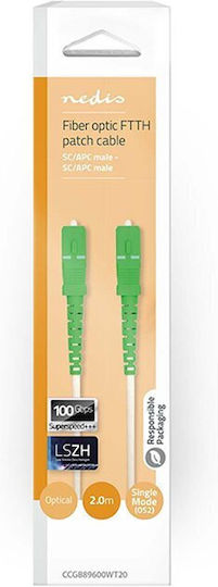 Nedis Optisches Faser Kabel SC-APC 2m Weiß
