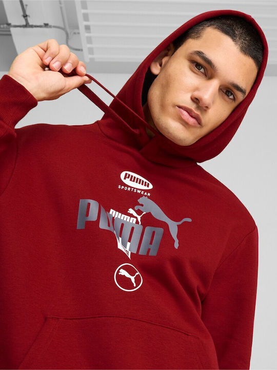 PUMA Power Graphic Burgundy Sweatshirt With Hood