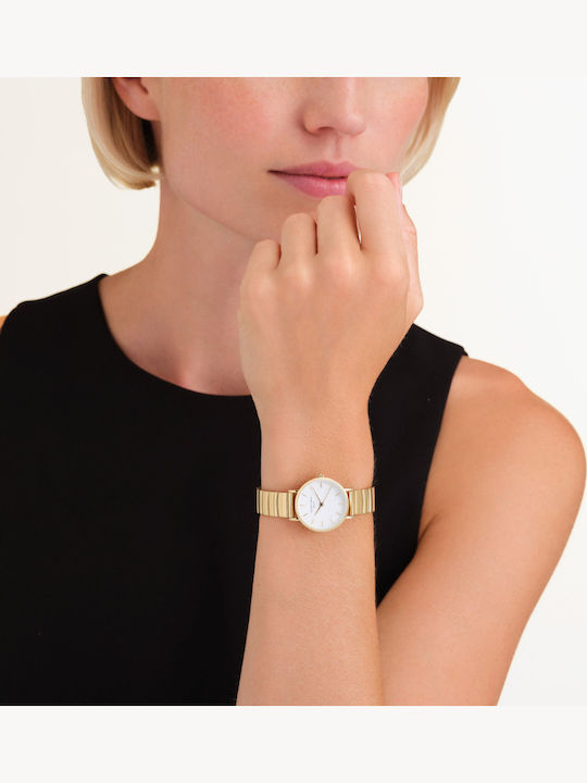 Rosefield Small Edit Women's Watch Chronograph with Gold Metal Bracelet