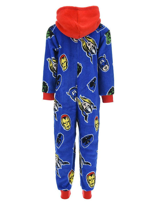 Marvel Παιδική Πιτζάμα Ολόσωμη Χειμωνιάτικη Fleece Σιελ