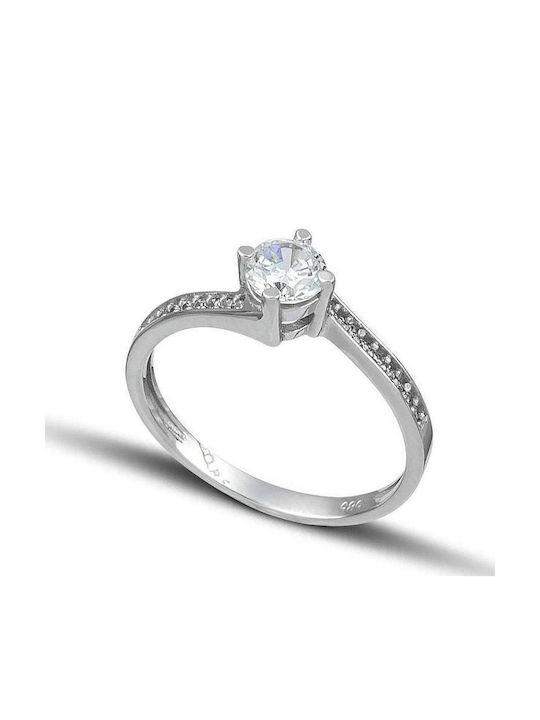 Themelidis Jewels Μονόπετρο από Λευκόχρυσο 18Κ με Διαμάντι