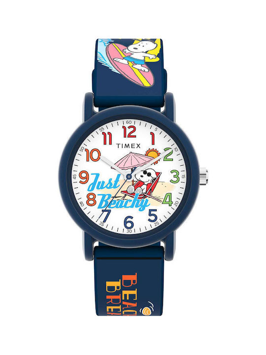 Timex Kids Analog Watch Peanuts with Rubber/Plastic Strap Blue