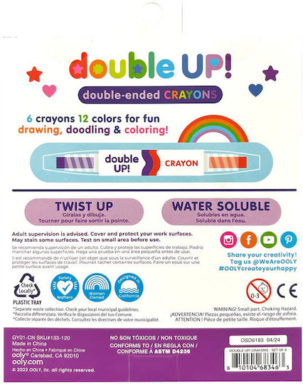 Double-sided Crayons Set 6 Double Up 12 Colors