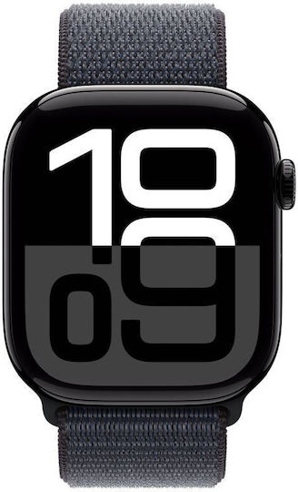 Apple Watch Series 10 Aluminium 42mm Waterproof with Heart Rate Monitor (Jet Black with Ink Sport Loop)