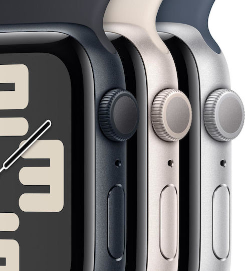 Apple Watch SE 2023 Aluminium 40mm Waterproof with Heart Rate Monitor (Silver with Winter Blue Sport Loop)