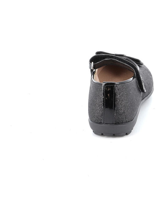 Balerini copii Anatomic cu închidere Hoop & Loop de Piele Negre
