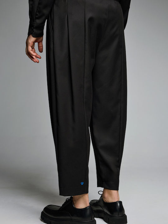 Men's Elastic Black Trousers