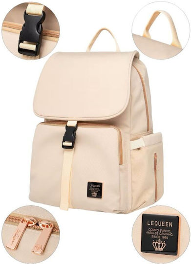 Queen Mother Backpack Diaper Bag Lequeen Beige 43x17x36cm
