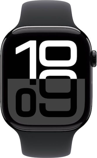 Apple Watch Series 10 Алуминий 42мм Водоустойчив с Пулсомер (Jet Black with Black Sport Band (S/M))