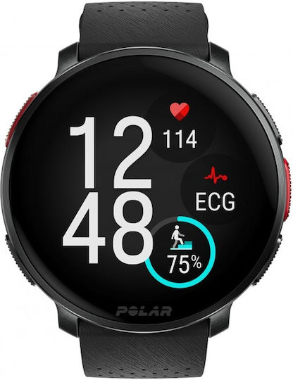 Polar Vantage V3 Aluminium 47mm Waterproof Smartwatch with Heart Rate Monitor (S/L Black Rubber Strap)