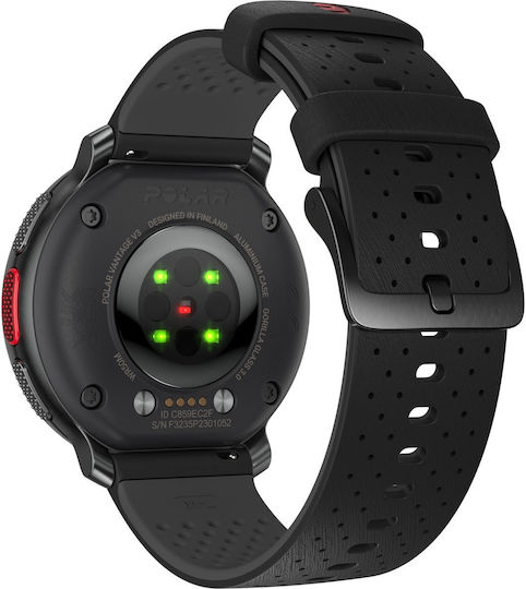 Polar Vantage V3 Aluminium 47mm Waterproof Smartwatch with Heart Rate Monitor (S/L Black Rubber Strap)