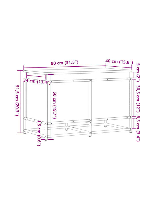 vidaXL Διακοσμητικό Μπαούλο Ξύλινο Καφέ 80x40x51.5εκ.