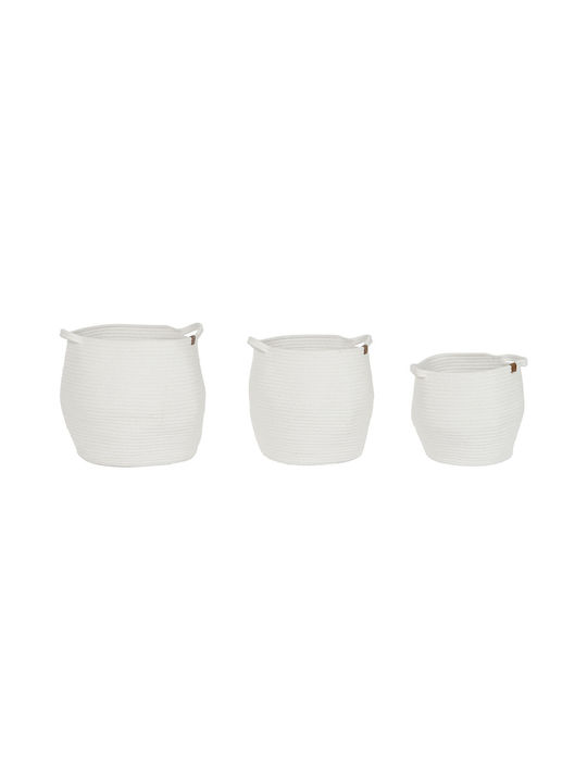 Set of Decorative Baskets Fabric White 34x34x34cm 3pcs Home Esprit