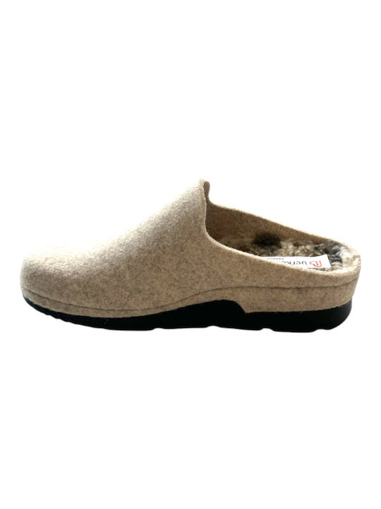 Anatomical Women's Slippers with Fur Beige