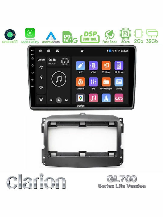Clarion Auto-Audiosystem für Fiat 500L 2012 (Bluetooth/USB/WiFi/GPS/Apple-Carplay/Android-Auto) mit Touchscreen 10"