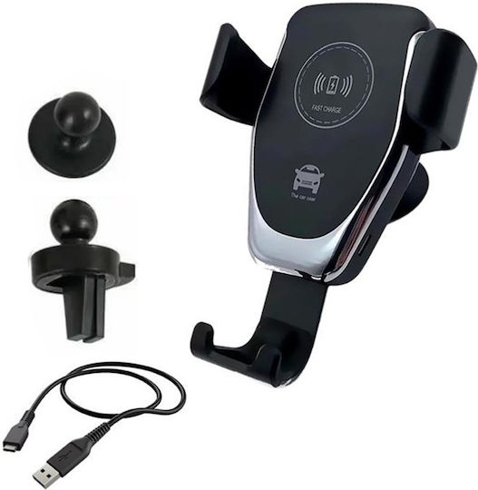 Autoline Car Mobile Mount with Adjustable Hooks and Wireless Charging Black