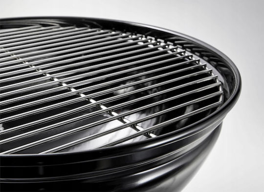 Runder Grill aus Stahl mit Chromstütze und Edelstahlablage 43x37cm Schwarz R