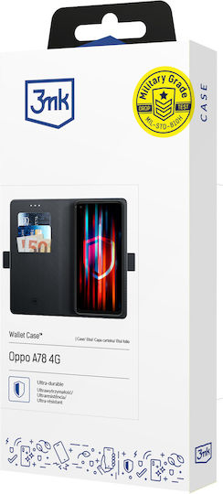 3MK Wallet Изкуствена кожа Черен (Oppo A78 4G)