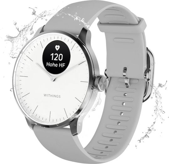 Withings ScanWatch 2 Stainless Steel 42mm Waterproof with Heart Rate Monitor (White)