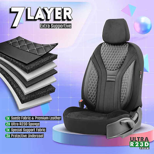 Auto Gs Σετ Καλύμματα Αυτοκινήτου 11τμχ Δερματίνη Design Μαύρα