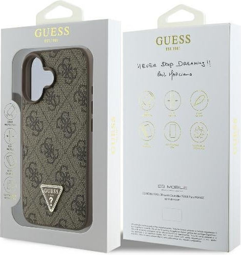 Guess Triangle Back Cover Leather Brown (iPhone 16 Plus)